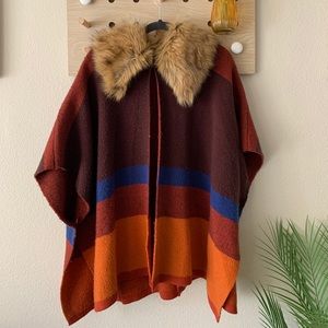 Forever21 hook front fur neck poncho